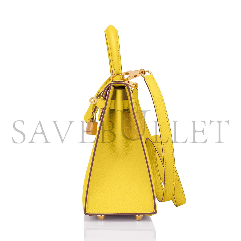 H**mes kelly 25 lemon yellow epsom gold hardware (25*17*7cm)